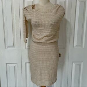 Cupshe Beige Textured Knit Dress with Shoulder Buckle